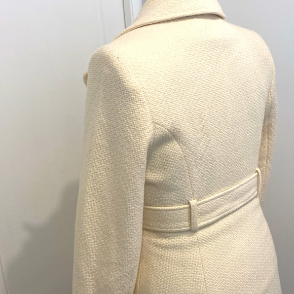 Vintage 70’s Textured Cream 70% Wool, Belted Coat |Size 12 - Picture 6 of 12
